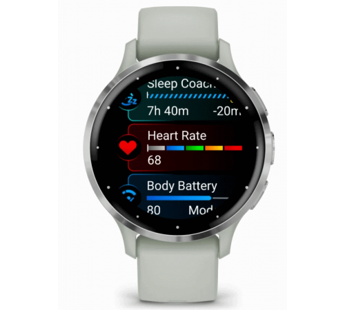 Умные часы Garmin Venu 3S (шалфей, с силиконовым ремешком)