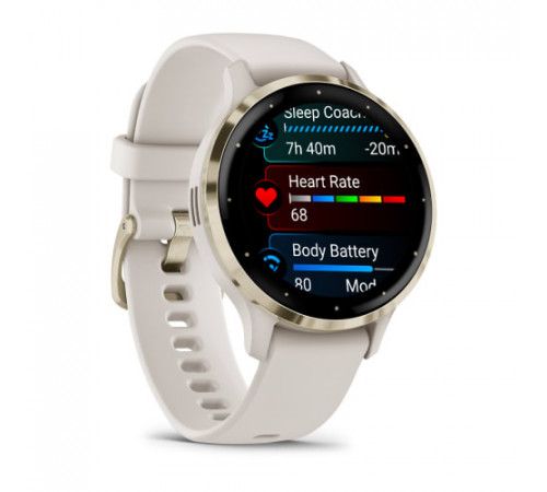 Умные часы Garmin Venu 3S (слоновая кость, с силиконовым ремешком)