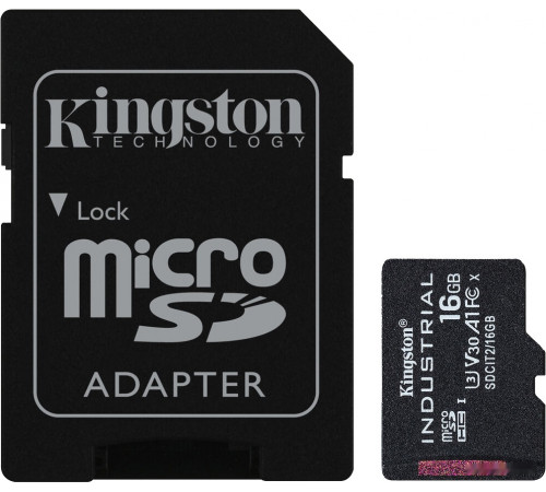 Карта памяти Kingston Industrial microSDHC SDCIT2/16GB 16GB (с адаптером)