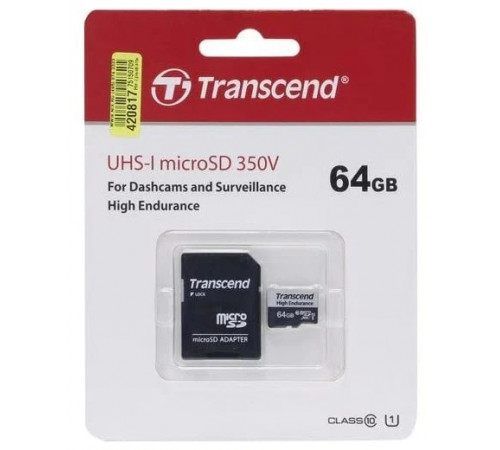Карта памяти Transcend microSDXC TS64GUSD350V 64GB (с адаптером)