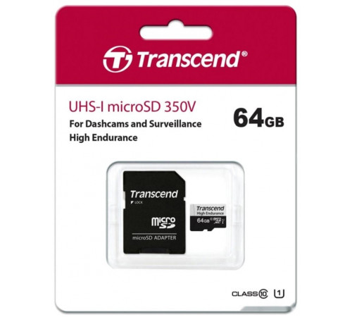 Карта памяти Transcend microSDXC TS64GUSD350V 64GB (с адаптером)