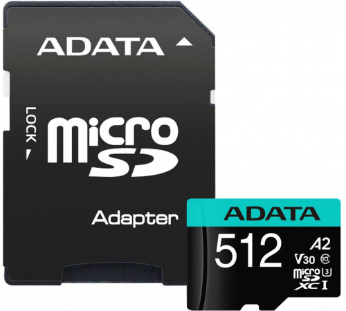 Карта памяти A-Data Premier Pro AUSDX512GUI3V30SA2-RA1 microSDXC 512GB (с адаптером)