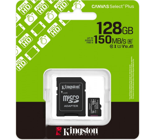 Карта памяти Kingston Canvas Select Plus microSDXC 128GB SDCS3/128GB (с адаптером)