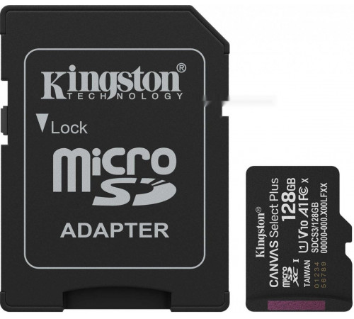 Карта памяти Kingston Canvas Select Plus microSDXC 128GB SDCS3/128GB (с адаптером)