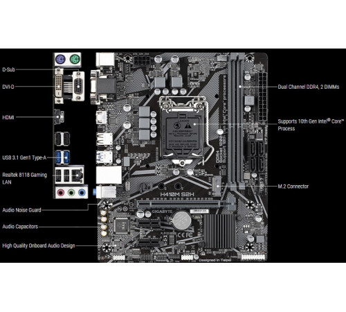 Материнская плата Gigabyte H410M S2H (rev. 1.0)