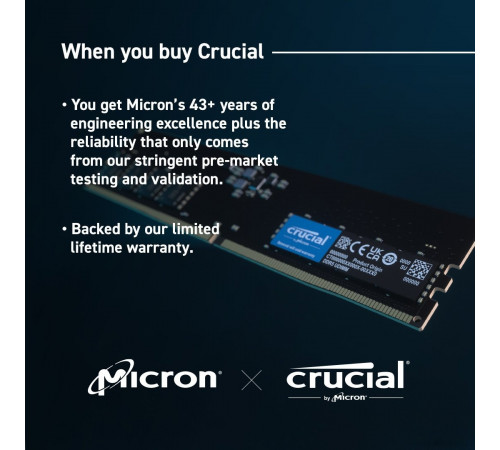 Модуль памяти Crucial 16ГБ DDR5 5600 МГц CT16G56C46U5T