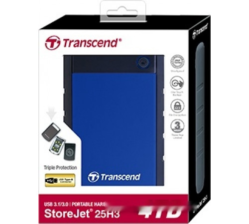 Внешний жёсткий диск Transcend StoreJet 25H3 4TB (синий)