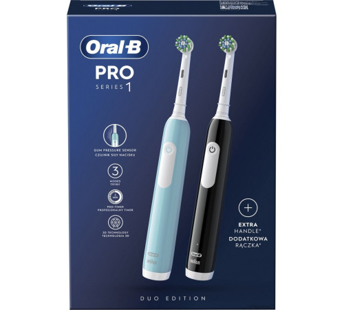 Электрическая зубная щетка Oral-B Pro Series 1 D305.523.3H (2 шт, черный/бирюзовый)