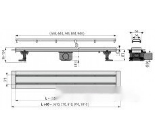 Сифон Alcaplast APZ13-DOUBLE9-650 (с решеткой)
