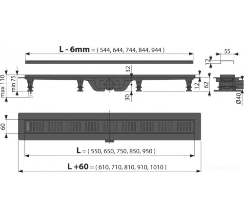Сифон Alcaplast APZ10BLACK-650M