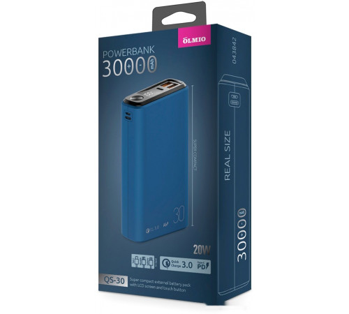 Портативное зарядное устройство Olmio QS-30 30000mAh (темно-синий)