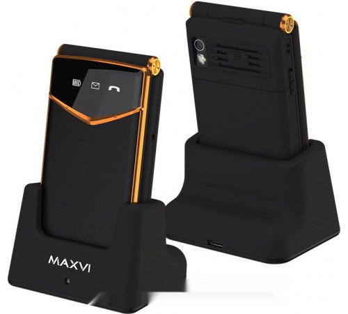 Телефон MAXVI E11ds (черный/золотистый)