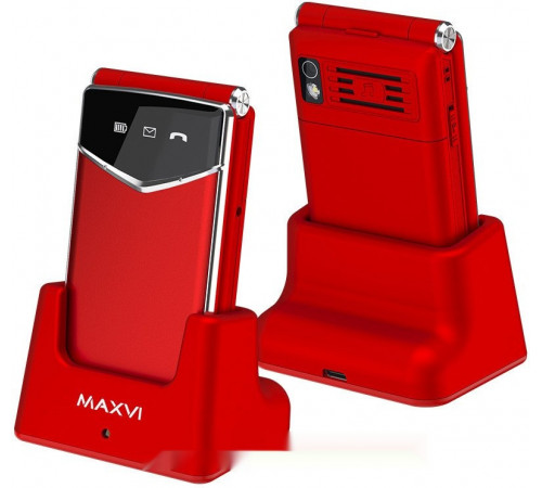 Телефон MAXVI E11ds (красный/серебристый)