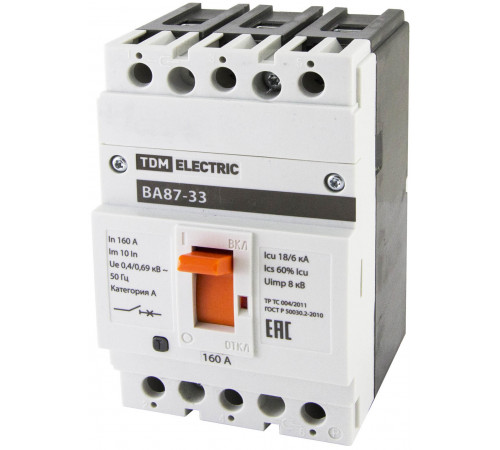 Выключатель автоматический TDM Electric ВА87-33 3Р 160А 18кА