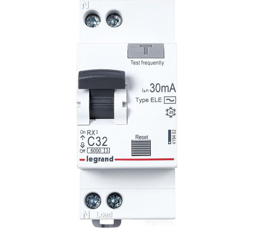Выключатель автоматический Legrand RX3 1P+N C 32А 30мА 6кА 2М AC 419402