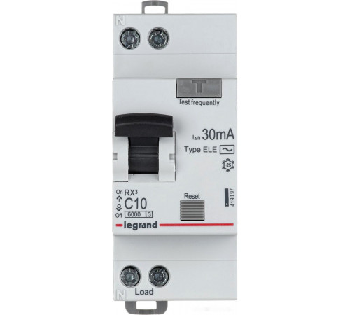 Выключатель автоматический Legrand RX3 1P+N C 10А 30мА 6кА 2М AC 419397