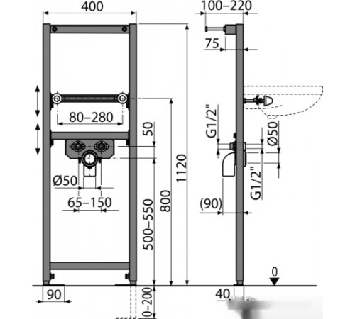 Система инсталляции Alcaplast A104/1120