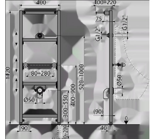 Система инсталляции Alcaplast A107/1120