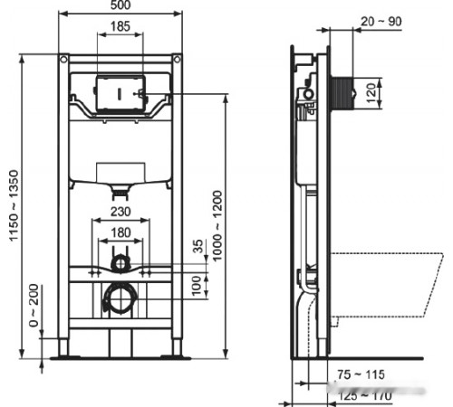 Система инсталляции Ideal Standard Prosys Frame 120 M R020467