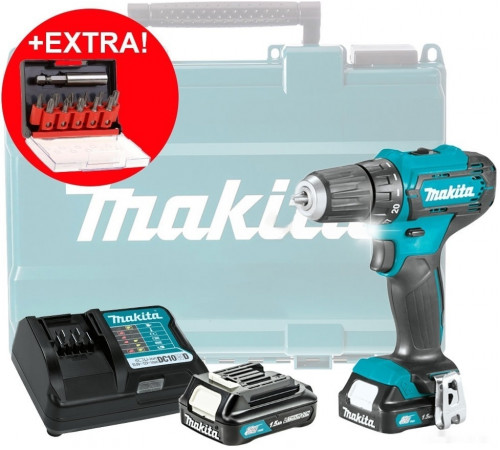 Дрель-шуруповерт Makita DF333DYX14 (с 2-мя АКБ, кейс +набор оснастки)