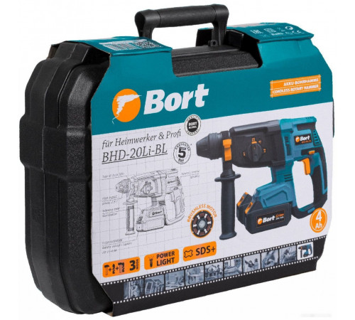 Перфоратор BORT BHD-20LI-BL (с 2-мя АКБ, кейс)