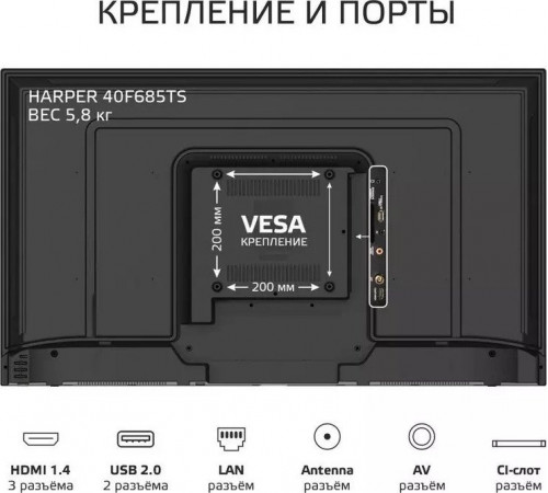 Телевизор HARPER 40F685TS